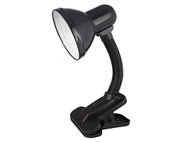 Лампа настольная офисная Ultraflash UF-320P в пакете С02 черный, прищепка 6374